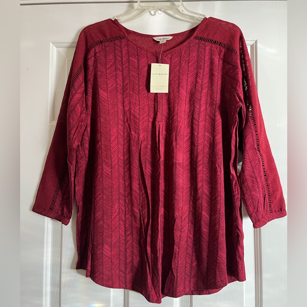 Nwt69 Lucky Brand Red Knit Top M